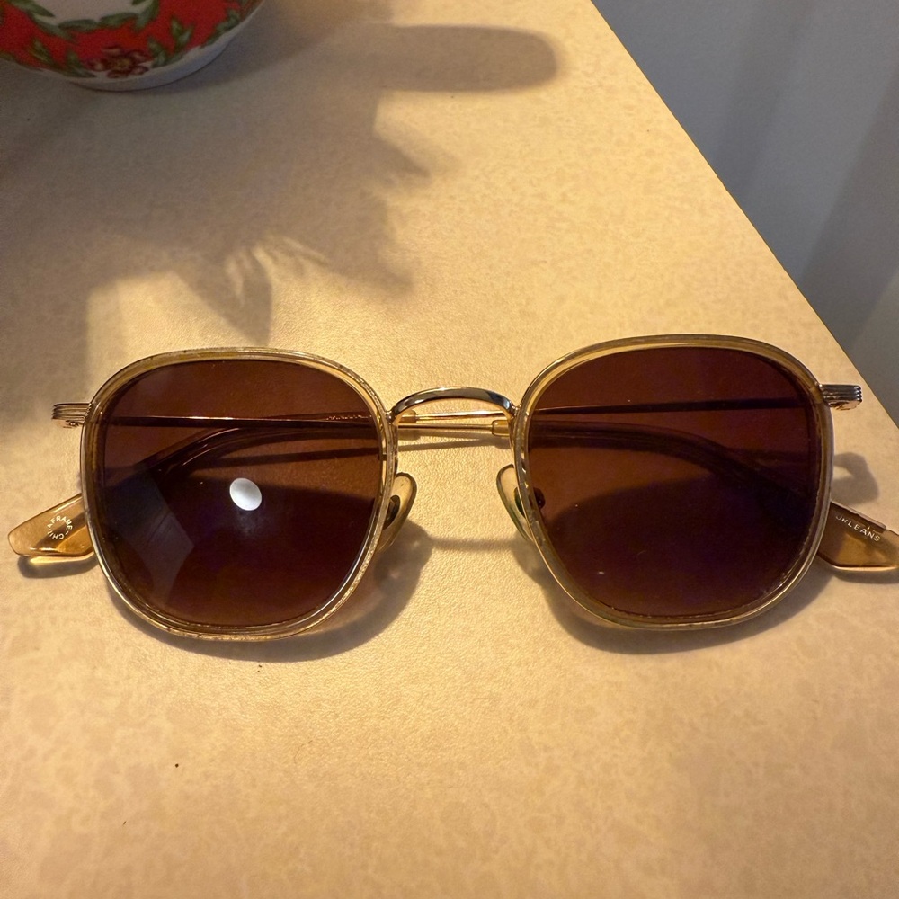 Krewe Gold Frame Sunglasses with Brown Lenses